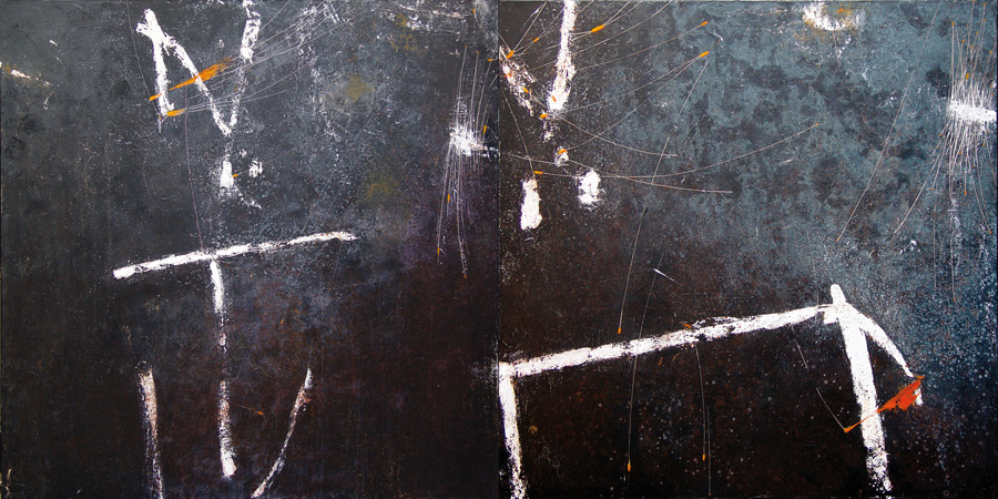 Toile Nuit Blanche - Tableau contemporain diptyque