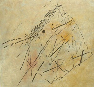 Glyphe, tableau sculpté de Jean-Jacques Lapoirie, tons pierre couleur sable